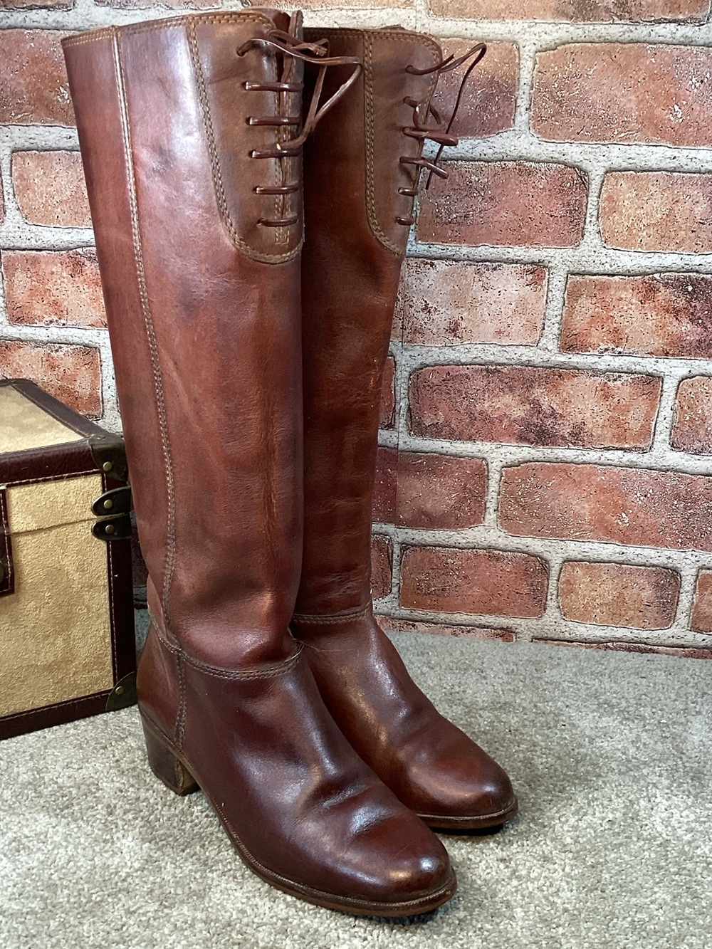 Riding Boots womens brown pull on tall Equestrian boots size 6.5